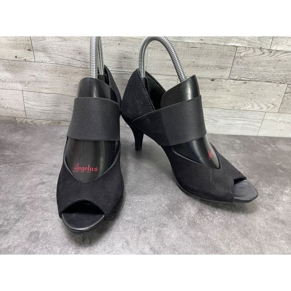 Pedro Garcia Mary Jane Peep Toe Heels Women 5.5M Shoes Black Leather Suede Pumps